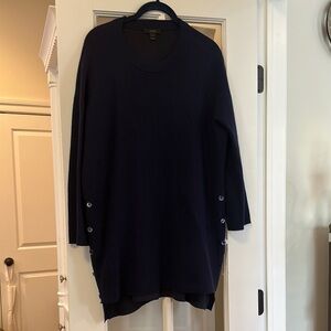 J Crew Oversized Navy Blue Button-Accent Sweater.
